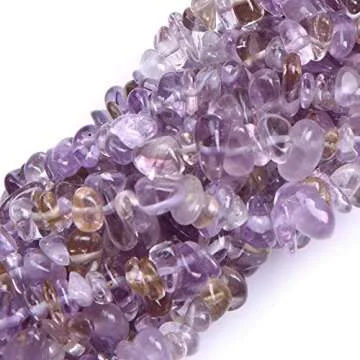 HAAMIIQII 5-8mm Natural Ametrine Chips Beads Irregular Chip Stones Loose Gemstone Beads Energy Heali...