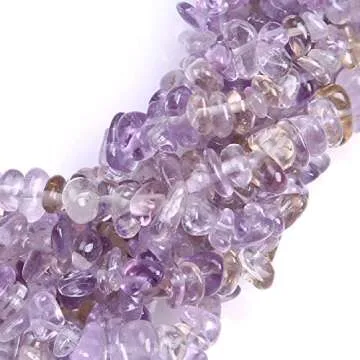 HAAMIIQII 5-8mm Natural Ametrine Chips Beads Irregular Chip Stones Loose Gemstone Beads Energy Healing Beads for Jewelry Making Strand 30 Inch