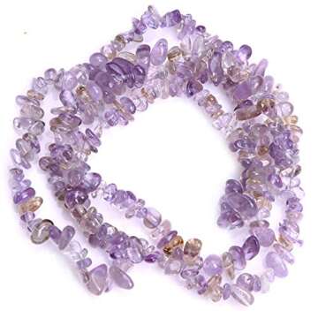 HAAMIIQII 5-8mm Natural Ametrine Chips Beads Irregular Chip Stones Loose Gemstone Beads Energy Healing Beads for Jewelry Making Strand 30 Inch