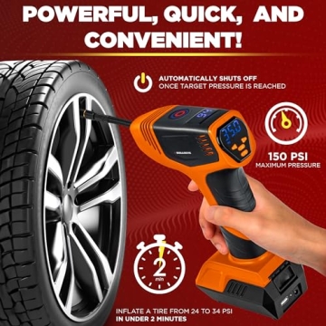 Compact Bullseye Pro Tire Inflator - 150 PSI Rechargeable Pump