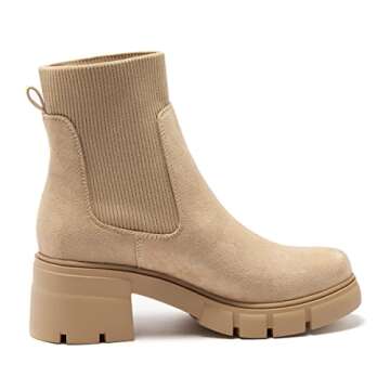 Stylish REDCAP Women's Elastic Block Heel Chelsea Boots