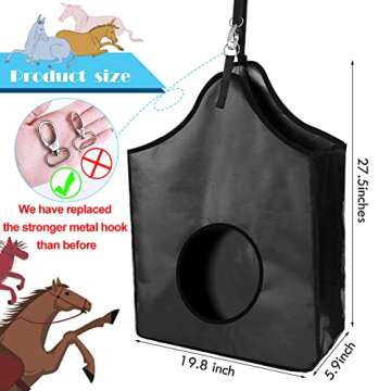 Sadnyy 4 Pcs Horse Hay Bag Large Feed Hay Bags Hay Nets for Horses Feed Bag 600D Nylon Tote Bag with Metal Rings Horse Trailer Accessories for Horse Sheep Cow Goat (Multi Colors, Without Pattern)