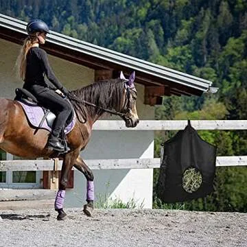 Sadnyy 4 Pcs Horse Hay Bag Large Feed Hay Bags Hay Nets for Horses Feed Bag 600D Nylon Tote Bag with Metal Rings Horse Trailer Accessories for Horse Sheep Cow Goat (Multi Colors, Without Pattern)