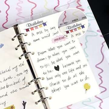 A6 4-Tabs Transparent Plastic Binder Divider Index Top Vertical Divider Set with Monthly Stickers, Clear 6 Holes Page Index Divider for 6-Rings Binder Loose Leaf Planner Journal