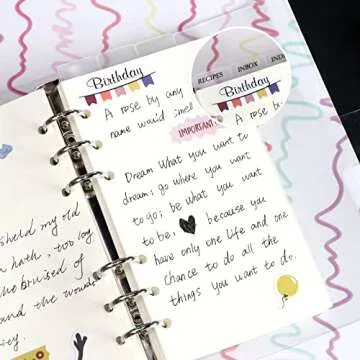 A6 4-Tabs Transparent Plastic Binder Divider Index Top Vertical Divider Set with Monthly Stickers, Clear 6 Holes Page Index Divider for 6-Rings Binder Loose Leaf Planner Journal