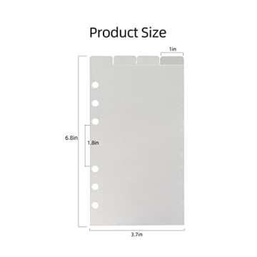 A6 4-Tabs Transparent Plastic Binder Divider Index Top Vertical Divider Set with Monthly Stickers, Clear 6 Holes Page Index Divider for 6-Rings Binder Loose Leaf Planner Journal