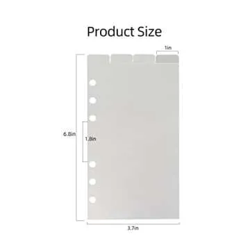 A6 4-Tabs Transparent Plastic Binder Divider Index Top Vertical Divider Set with Monthly Stickers, Clear 6 Holes Page Index Divider for 6-Rings Binder Loose Leaf Planner Journal