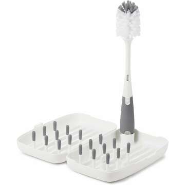 Travel Size Baby Bottle Drying Rack and Brush