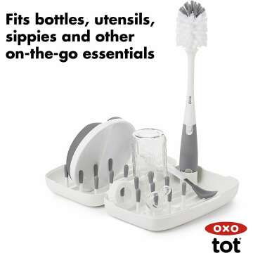 Travel Size Baby Bottle Drying Rack and Brush