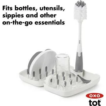 Travel Size Baby Bottle Drying Rack and Brush