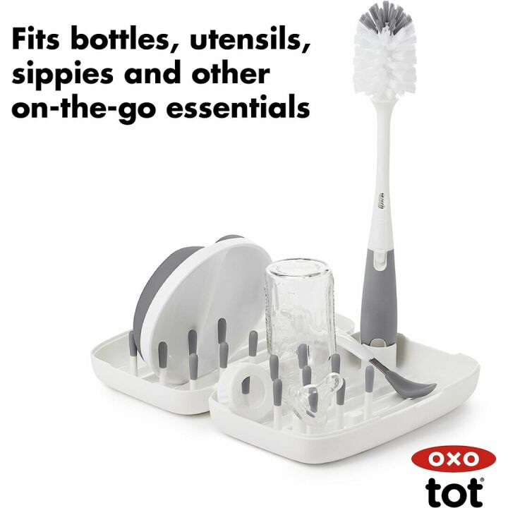 Travel Size Baby Bottle Drying Rack and Brush