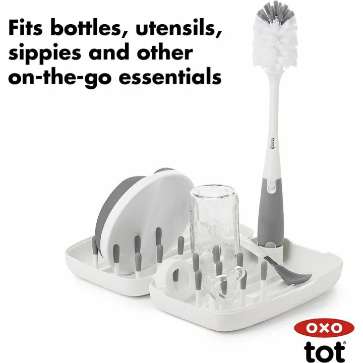 Travel Size Baby Bottle Drying Rack and Brush