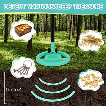 OMMO Kids Metal Detector Adjustable Lightweight Treasure Hunter