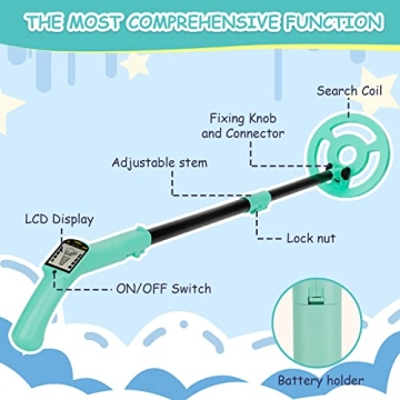 OMMO Kids Metal Detector Adjustable Lightweight Treasure Hunter
