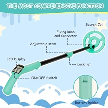 OMMO Kids Metal Detector Adjustable Lightweight Treasure Hunter