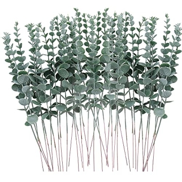 FEQO 36 Pcs Eucalyptus Stems - Artificial Greenery for Home and Weddings