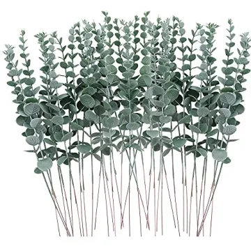 FEQO 36 Pcs Eucalyptus Stems - Artificial Greenery for Home and Weddings