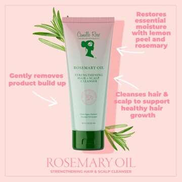 Camille Rose Rosemary Oil Hair and Scalp Cleanser with Castor, Peppermint & Rosemary Oils to Encourage Hair Growth & Remove Build Up, 8.5 fl oz