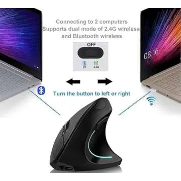 Attoe Vertical Mouse, Right Handed Wireless Ergonomic Mouse with Adjustable DPI