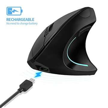 Attoe Vertical Ergonomic Wireless Mouse, Rechargeable