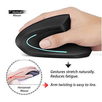 Attoe Vertical Ergonomic Wireless Mouse, Rechargeable