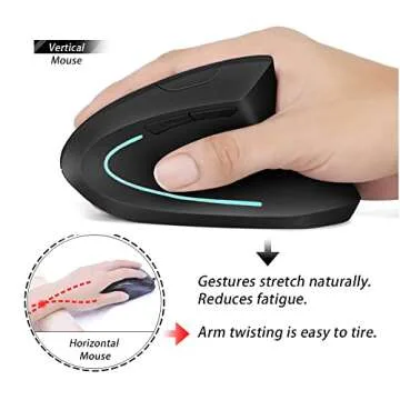 Attoe Vertical Ergonomic Wireless Mouse, Rechargeable