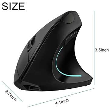 Attoe Vertical Ergonomic Wireless Mouse, Rechargeable