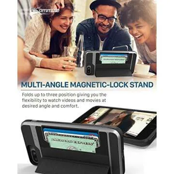 VENA Wallet Case Compatible with iPhone 8 Plus, iPhone 7 Plus, vCommute (Military Grade Drop Protection) Flip Leather Cover Card Slot with Kickstand Compatible w/iPhone 8 Plus and 7 Plus (Gray/Black)