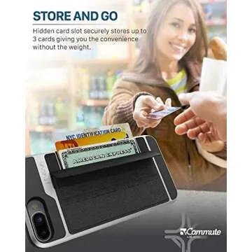 VENA Wallet Case Compatible with iPhone 8 Plus, iPhone 7 Plus, vCommute (Military Grade Drop Protection) Flip Leather Cover Card Slot with Kickstand Compatible w/iPhone 8 Plus and 7 Plus (Gray/Black)