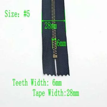 Leekayer 5# Metal Zipper Set - Antique Brass, 6pcs for Crafting & Sewing
