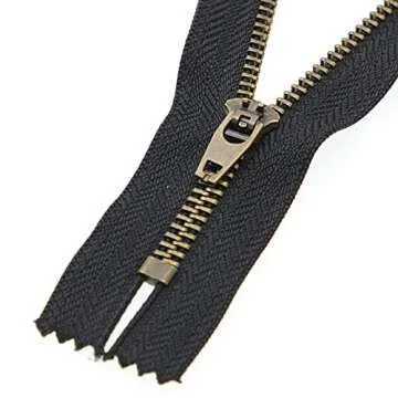 Leekayer Metal Zipper Set - 6 Durable Black-Brass Zippers