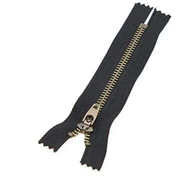 Leekayer Metal Zipper Set - 6 Durable Black-Brass Zippers