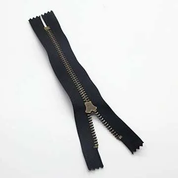 Leekayer Metal Zipper Set - 6 Durable Black-Brass Zippers