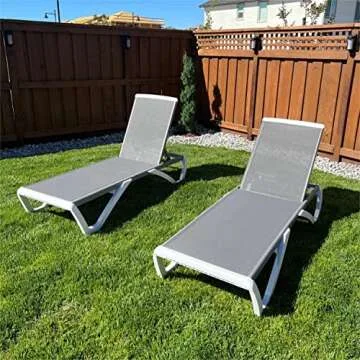 Domi Outdoor Chaise Lounge Set - Adjustable Aluminum Pool Chairs