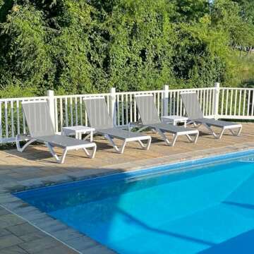 Domi Outdoor Chaise Lounge Set - Adjustable Aluminum Pool Chairs