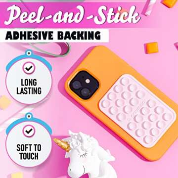 OCTOBUDDY || Silicone Suction Phone Case Adhesive Mount || (iPhone and Android Cellphone case Compatible, Hands-Free Mobile Accessory Holder for Selfies and Videos) + Fidget Gift (Pack of 2)