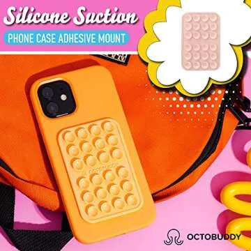 OCTOBUDDY || Silicone Suction Phone Case Adhesive Mount || (iPhone and Android Cellphone case Compatible, Hands-Free Mobile Accessory Holder for Selfies and Videos) + Fidget Gift (Pack of 2)