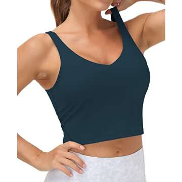 Women’s Longline Sports Bra Wirefree Padded Medium Support Yoga Bras Gym Running Workout Tank Tops...