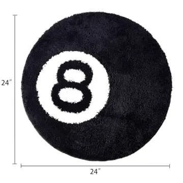 8 Ball Rug - 24 inch Black Round Carpet Billiard Pool 8 Ball Carpet, Non-Slip Flocking Floor Bath Mat for Living Room Decor, Alt Room Decor Soft Y2K Rug Hypebeast Doormat for Bedroom