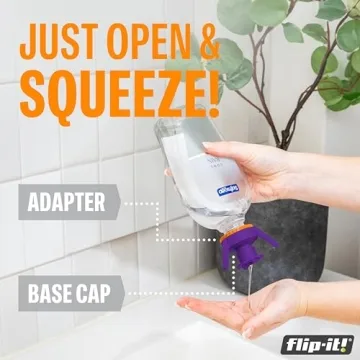 Flip-It! 2-Pack Premium Bottle Emptying Kit – No More Wasted Product - Fits Most Plastic Bottles – Get Out Every Drop of Shampoos, Lotions, & More – 2 Base Caps, 6 Adapters – Bright Color Edition