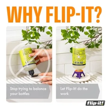 Flip-It! 2-Pack Premium Bottle Emptying Kit – No More Wasted Product - Fits Most Plastic Bottles – Get Out Every Drop of Shampoos, Lotions, & More – 2 Base Caps, 6 Adapters – Bright Color Edition