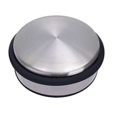 KINJOEK 2 Packs Heavy Duty No Drill Door Stopper, Stainless Steel Door Stop, Surrounded with Protective Rubber Bands Anti-Slip Door Wedge for Office, Home, Garage, Laundry Door