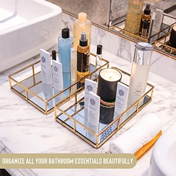 Mili Home Gold Vanity Tray: Elegant Makeup & Jewelry Organizer