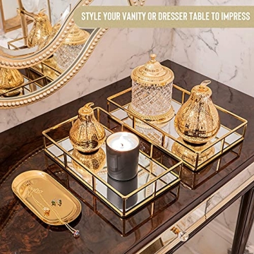 Mili Home Gold Vanity Tray: Elegant Makeup & Jewelry Organizer