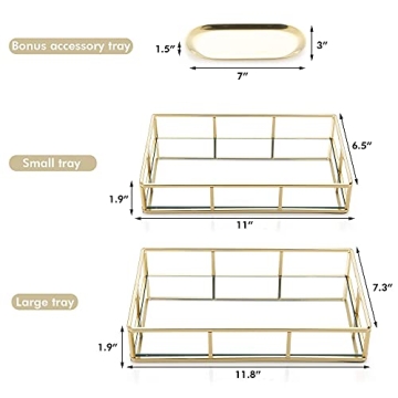 Mili Home Gold Vanity Tray: Elegant Makeup & Jewelry Organizer
