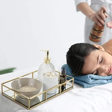 Mili Home Gold Vanity Tray: Elegant Makeup & Jewelry Organizer