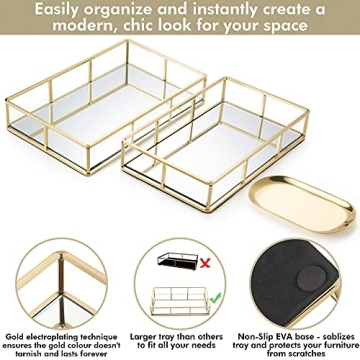 Mili Home Gold Vanity Tray: Elegant Makeup & Jewelry Organizer