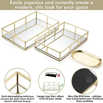Mili Home Gold Vanity Tray: Elegant Makeup & Jewelry Organizer