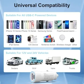 iPhone 16 Car Charger USB C Car Charger Adapter 2Pack 48W PD&QC4.0 Dual Port iPhone Car Charger with USB C to C Cable for iPhone 16/15 Series, Samsung Galaxy Series, iPad Pro, AirPods,Pixel,and More