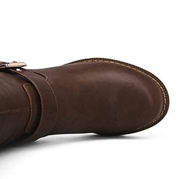 GLOBALWIN Women's Quilted Knee-High Boots Fall Winter Fashion Riding Brown Boots For Women Size 9M